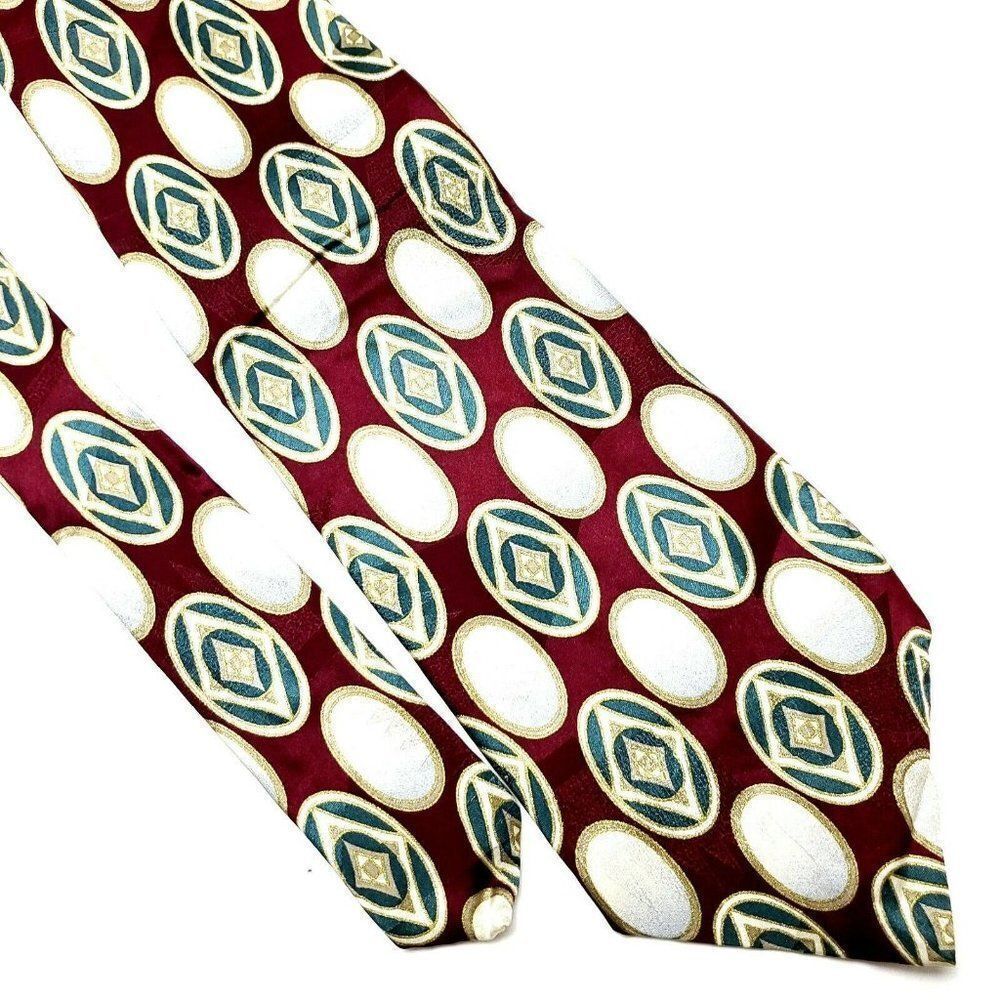 Pierre Cardin Silk Tie Red‎ Abstract Print Short Wide